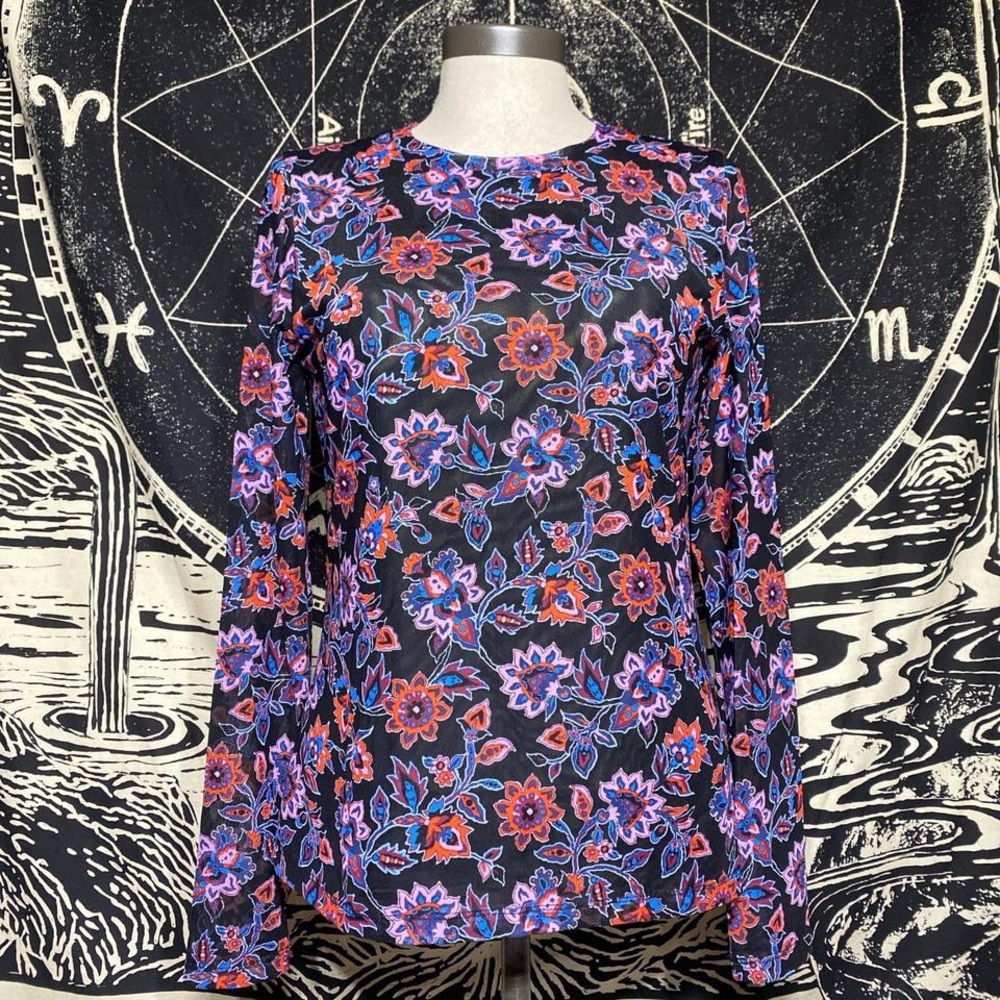Banana republic floral graphic mesh long sleeve